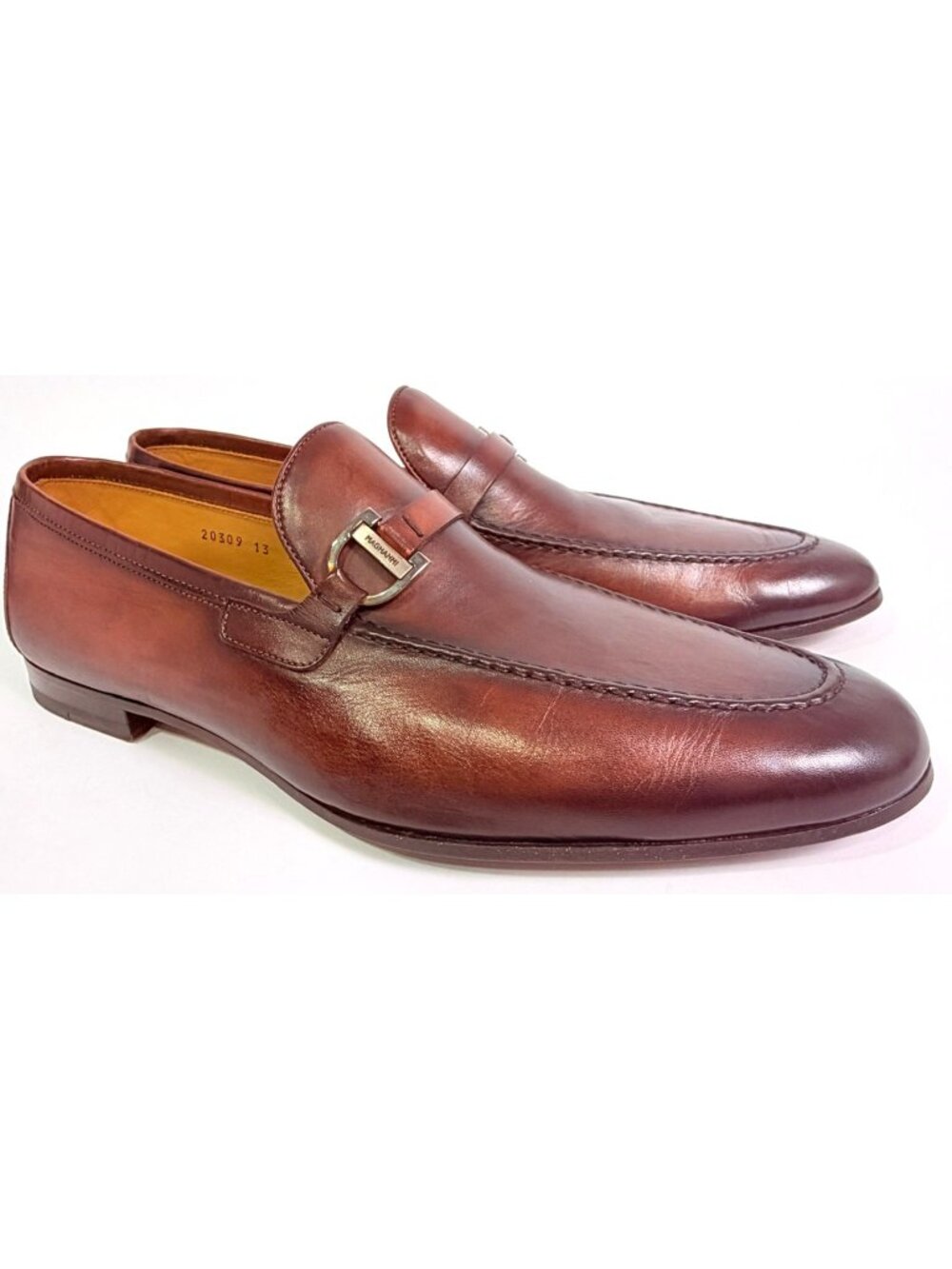 Magnanni Cognac Loafers Sz 13 - EU 47 Burnished Patina Leather Sole Spain